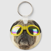 Pug with Goggles Sleutelhanger (Voorkant)