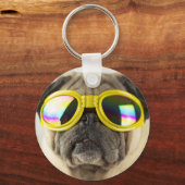 Pug with Goggles Sleutelhanger (Voorkant)