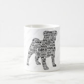 Pug woorden in zwarte silhouette mok (Center)