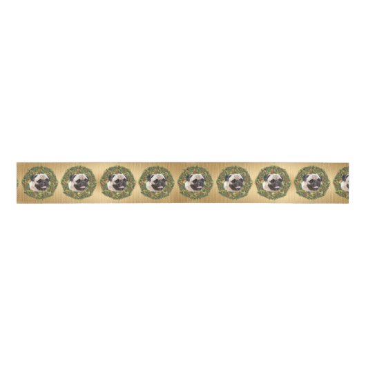 Pug Wreath Grosgrain Lint (Voorkant)