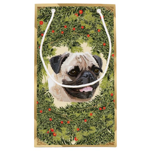 Pug Wreath Klein Cadeauzakje (Achterkant)
