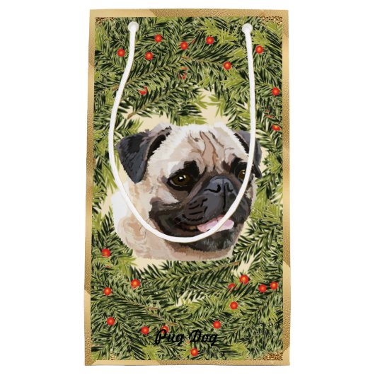 Pug Wreath Klein Cadeauzakje (Voorkant)