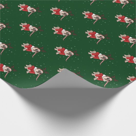 Pug Xmas Cadeaupapier (Hoek)