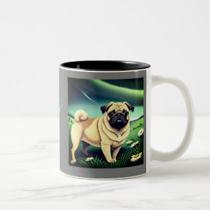 Pug "y good day mok" tweekleurige koffiemok