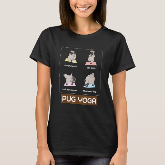 PUG Yoga Afbeelding yogaposes T-shirt (Voorkant)