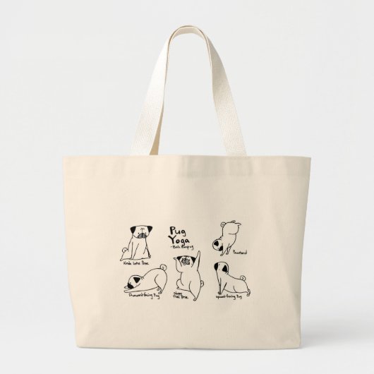 Pug Yoga Grote Tote Bag (Voorkant)