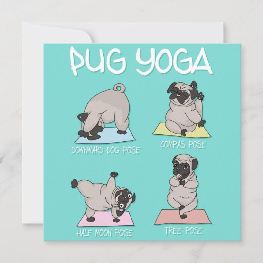 Pug Yoga Holiday Kaart (Voorkant)