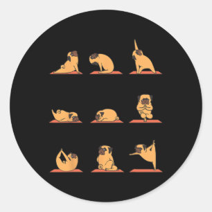 Pug Yoga Honden Yoga Oefeningen En Meditatie Grapp Ronde Sticker
