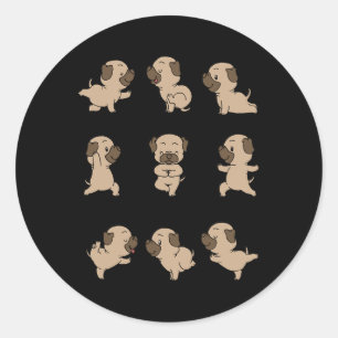 Pug Yoga Ronde Sticker