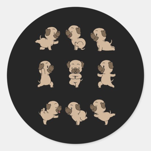 Pug Yoga Ronde Sticker (Voorkant)