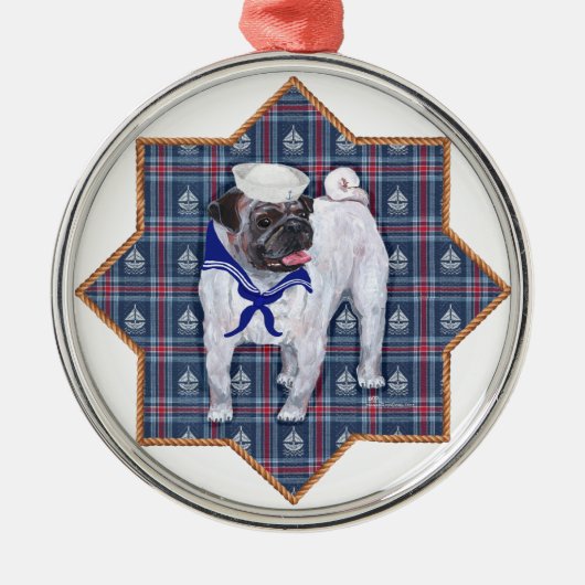 Pug Zeiler Metalen Ornament (Voorkant)