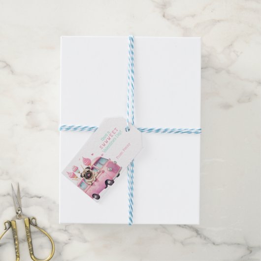 Pug zoete Valentijnsdag cadeau label Cadeaulabel (Met Touw)