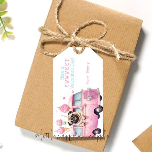 Pug zoete Valentijnsdag cadeau label Cadeaulabel