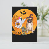 Pug Zonnebril Kostuum Heks Halloween Boo Ghost T Kaart (Staand voorkant)