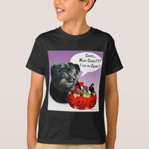 Pug (zwart) Halloween Snoep T-shirt
