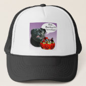 Pug (zwart) Halloween Snoep Trucker Pet (Voorkant)