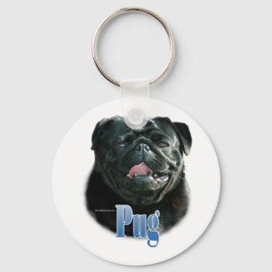 Pug (zwart) Naam Sleutelhanger