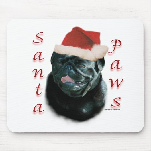 Pug (zwart) Santa Paws Muismat (Voorkant)