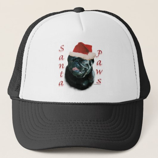 Pug (zwart) Santa Paws Trucker Pet (Voorkant)