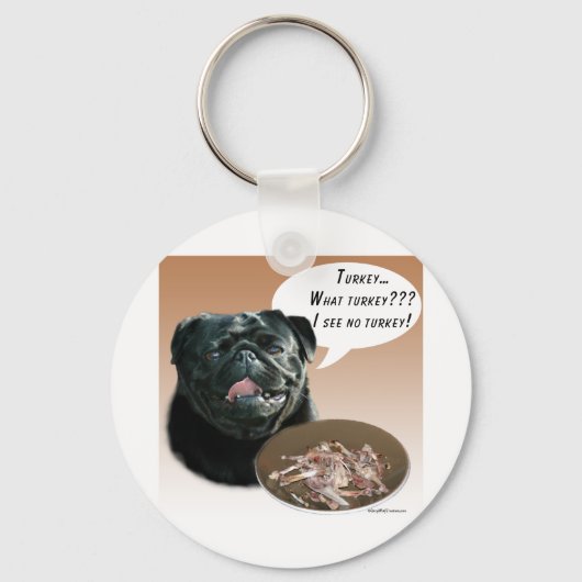 Pug (zwart) Turkije Sleutelhanger (Voorkant)