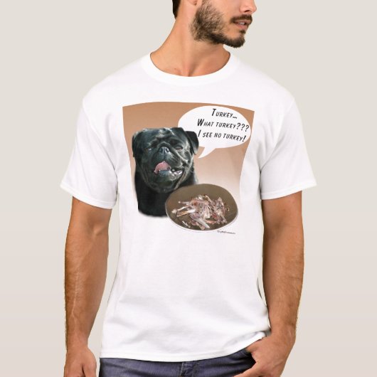 Pug (zwart) Turkije T-shirt (Voorkant)
