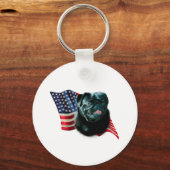 Pug (zwart) Vlag Sleutelhanger (Voorkant)