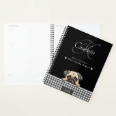 Pug Zwart Wit Plakken Aangepaste Naam Monogram Planner (Display)