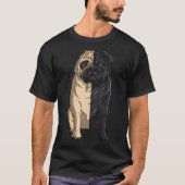 Pug Zwart-wit Pug Yin Yang T-shirt (Voorkant)