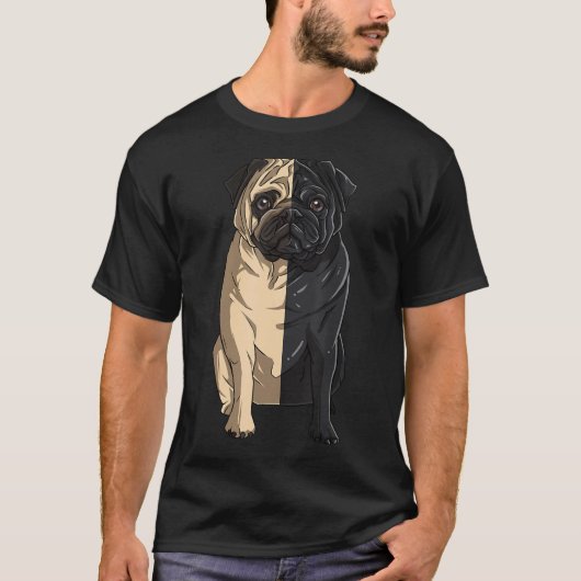 Pug Zwart-wit Pug Yin Yang T-shirt (Voorkant)