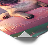 Pug Zwemcocktail Zomer Huisdier Portret Poster (Hoek)