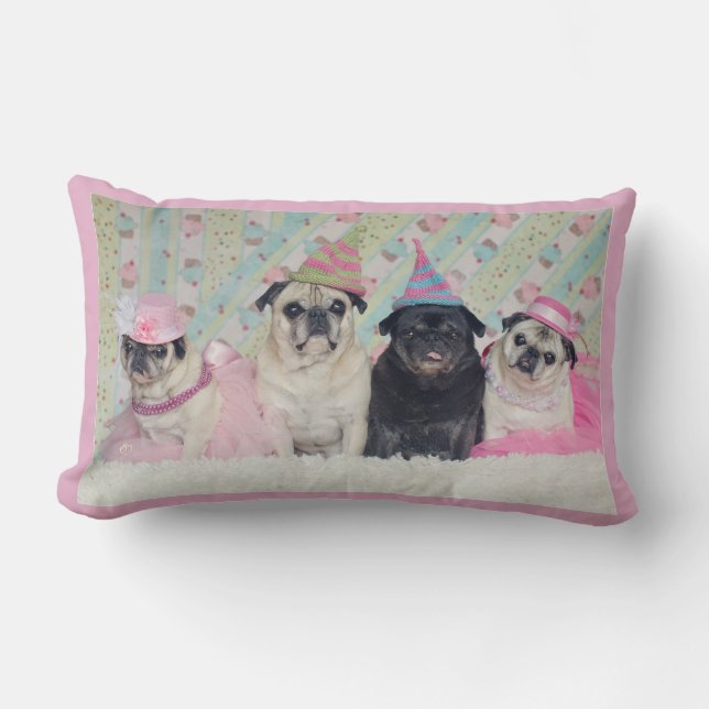 Pugalicious Pink Pug Pillow Kussen (Voorkant)