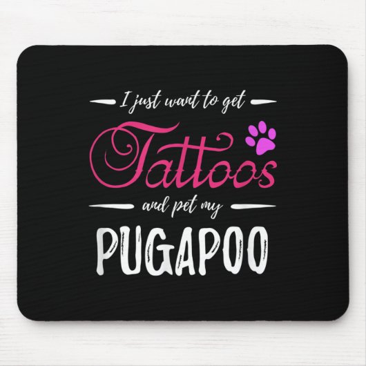 Pugapoo Hondenliefhebber Tattoo Funny Dog Mom Gift Muismat (Voorkant)
