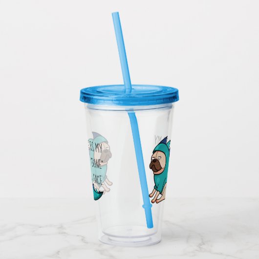 Pugasaurus is "Gedaan" Funny Pug Acryl Drinkbeker (Links)