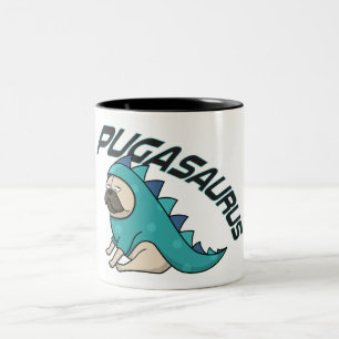 Pugasaurus Pug Dog Two Mok zonder been