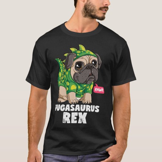 Pugasaurus Rex T Pug Dinosaur Liefhebbers Grappige T-shirt (Voorkant)