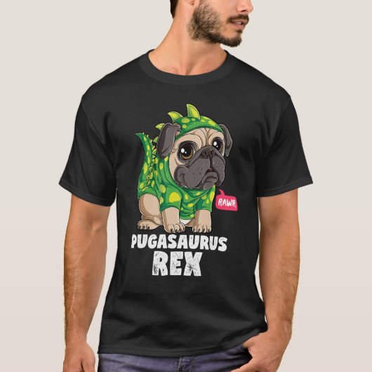 Pugasaurus Rex T shirt Pug Dinosaur Lovers Funny D (Voorkant)