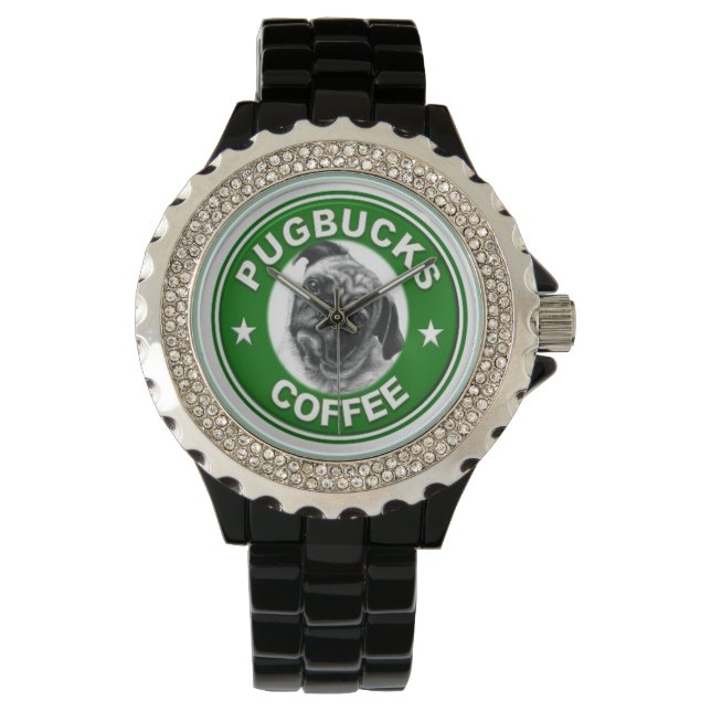 Pugbucks koffiehorloge horloge (Voorkant)