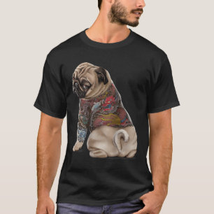 Pugdog met traditioneel Japans Dragon Tattoo IR T-shirt