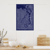 Puget Sound  Map Nautical Chart Blue Art Poster (Keuken)