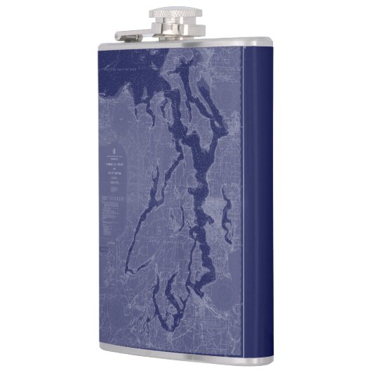Puget Sound  Map Nautical Chart Blue Flask Heupfles (Links)