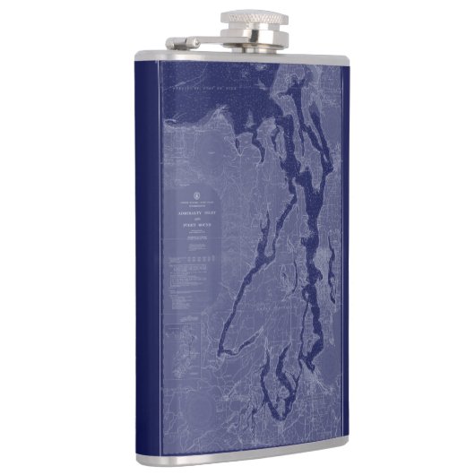 Puget Sound  Map Nautical Chart Blue Flask Heupfles (Rechts)