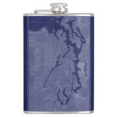 Puget Sound  Map Nautical Chart Blue Flask Heupfles (Voorkant)