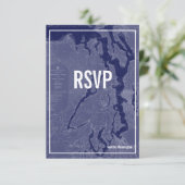 Puget Sound  Map Wedding RSVP Kaart (Staand voorkant)