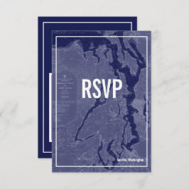 Puget Sound  Map Wedding RSVP Kaart