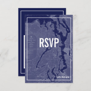 Puget Sound  Map Wedding RSVP Kaart