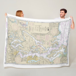 Puget Sound Nautische Grafiek 18440 Fleece Deken