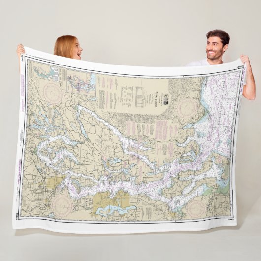 Puget Sound Nautische Grafiek 18440 Fleece Deken (In situ)