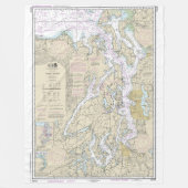 Puget Sound Nautische Grafiek 18440 Fleece Deken (Voorkant)