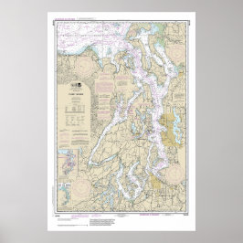 Puget Sound Nautische Grafiek 18440 Poster