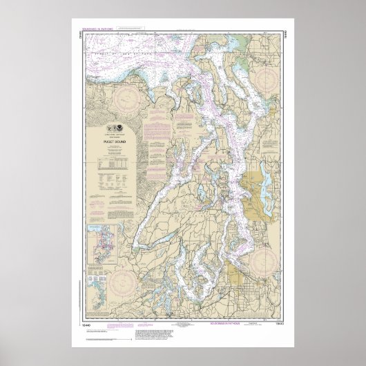 Puget Sound Nautische Grafiek 18440 Poster (Voorkant)
